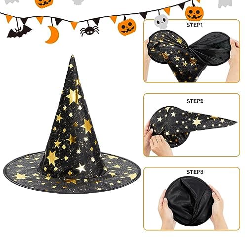 Zando Halloween Witch Hat - Star Print for Boys, Girls, Women