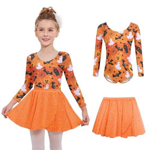 Zaclotre Girls' Long Sleeve Shiny Ballet Leotard Dance Outfit for 3-11Y