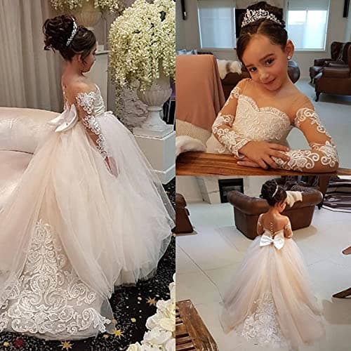 Lovely Lace Flower Girls Dresses for Kids' First Communion, Wedding, Pageant and Ball Gown