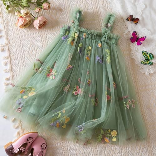 Nileafes Toddler Girl Summer Floral A-Line Sundress Sleeveless Beach Butterflies