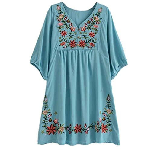 Kafeimali Summer V-Neck Mexican Embroidered Women's Dressy Tops