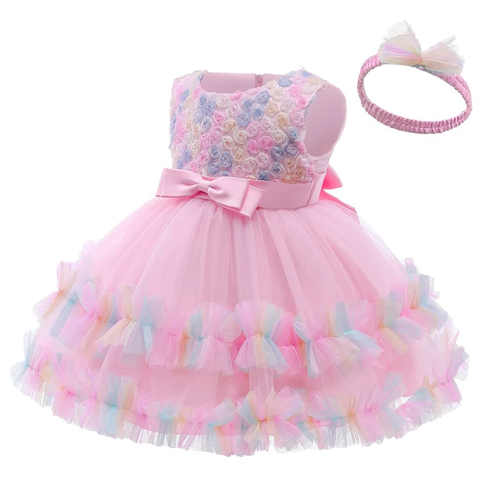 3M-6T Girls Elegant Ruffle Flower Dress for Pageant Party Wedding