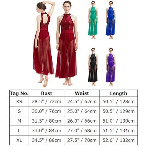Lyrical Dance Dress for Women with Sequins and Mesh Tulle Skirt