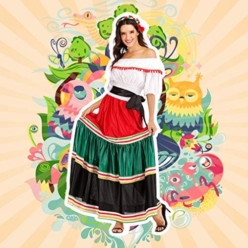 ReneeCho Women's Mexican Senorita Halloween Costume Blouse & Skirt