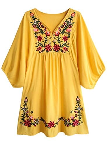 Kafeimali Summer V-Neck Mexican Embroidered Women's Dressy Tops