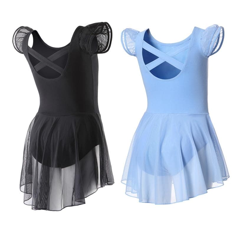 DIPUG Girls' Ballet Leotard with Skirt and Flutter Sleeves