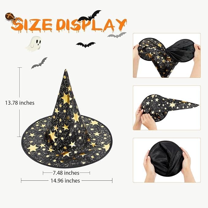 American Trends Gold Star Witch Hat for Women Cosplay Costume Accessory