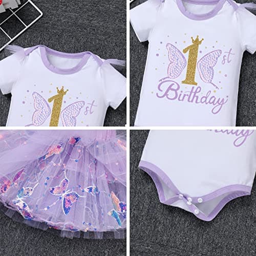 ODASDO Baby Girl First Birthday Outfit with Flower Print Tutu Skirt & Crown
