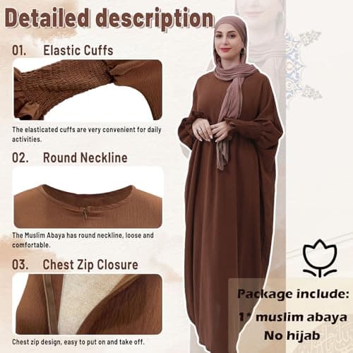 Zofocy Muslim woman's pure color hijab dress