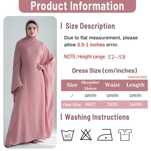 Muslim Abaya Dress for Women | Arabian Prayer Robe with Batwing Maxi Kaftan