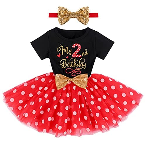 ODASDO Baby Girl 1st/2nd/3rd Birthday Princess Tulle Dress with Headband