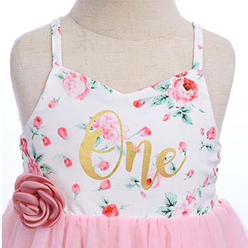 Boho Floral Backless Tulle Dress with Flower Headband for Baby Girl Toddler Kids 1st/2nd Birthday Party