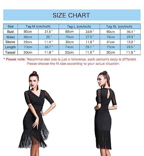 Z&X Women's V Neck Fringed Tango Salsa Dress with Shorts