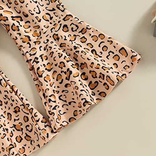 Eadrioss Wild Girl Birthday Outfit Leopard Romper Bell Bottoms
