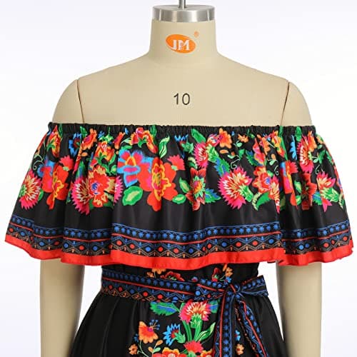 AWIBMK Women's Traditional Mexican Floral Cinco de Mayo Maxi Dresses