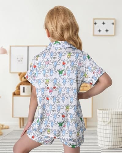 HINFEL Kids' Summer Monkey Shorts Set Cute Y2K Lounge Wear
