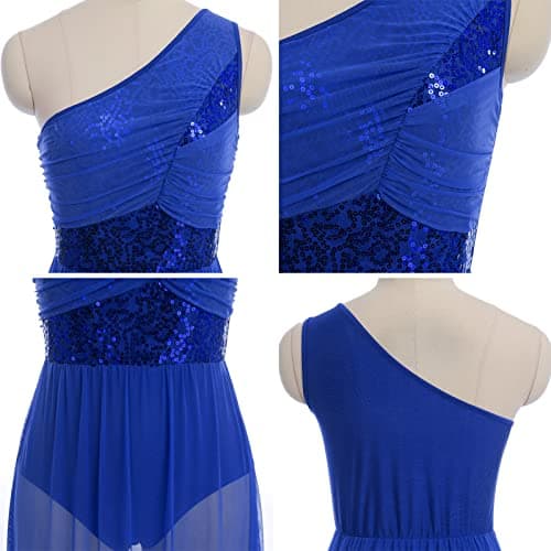 ODASDO Women's Modern Lyrical Dance Costume with Sequin Mesh Tulle