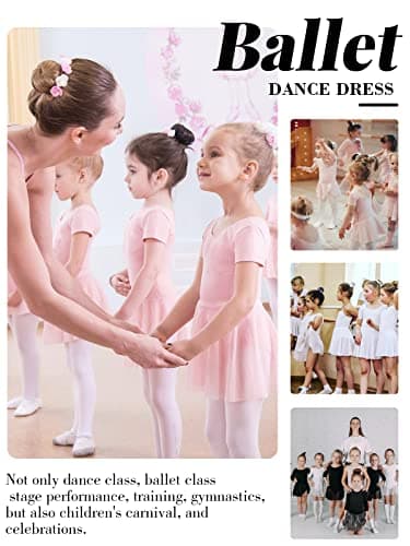 Soudittur Girls Cotton Short Sleeve Ballet Leotard with Skirt 3-11 Years