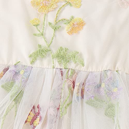 Infant Baby Girl Romper Dress with Flower Embroidery