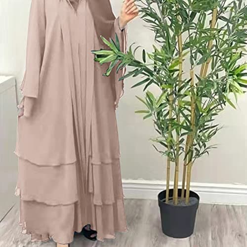 ODIZLI Women's Dubai Style Solid Color Cardigan Robe for Ramadan Modest Fashion