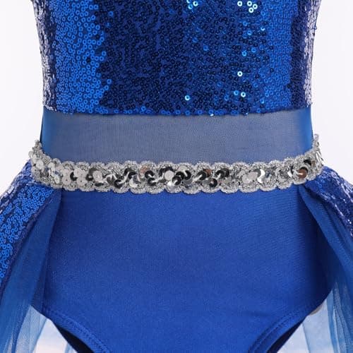 Girls Shiny Sequins Ballet Dance Leotard Tutu Dress
