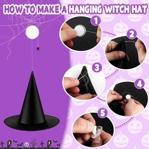 OCTERIC 3D Black Witch Hats for Halloween Costumes & Decorations Indoors Outdoors