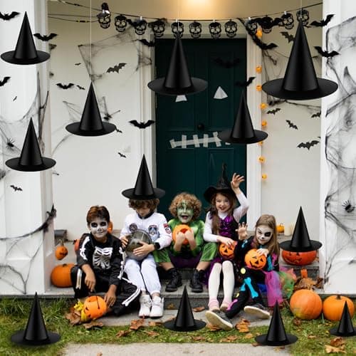 OCTERIC 3D Black Witch Hats for Halloween Costumes & Decorations Indoors Outdoors