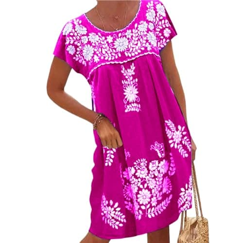 Melliflo Loose Floral Embroidered Dress for Women