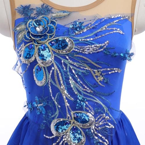 ODASDO Women's Ice Skating Sequin Dress with Gradient Chiffon