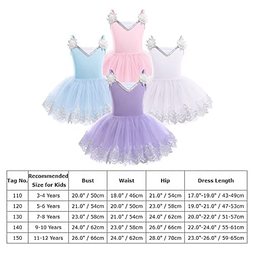 ODASDO Girls' Sequin Ballet Leotard and Tutu Outfit