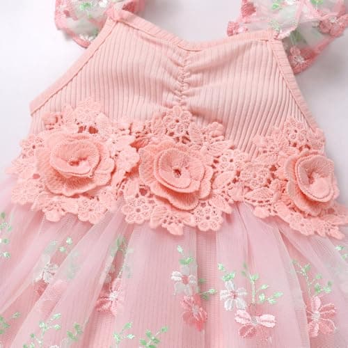 ODASDO Lace Floral Tutu Romper for Baby Girls Birthday Outfit