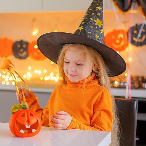 Zando Halloween Witch Hat - Star Print for Boys, Girls, Women