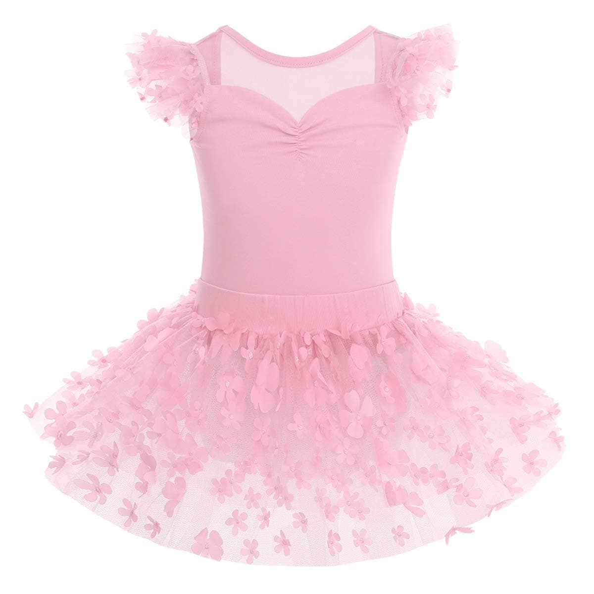 ODASDO Kids Girls Ballet Dance Leotard + Petals Tutu Skirt 3-10 Years