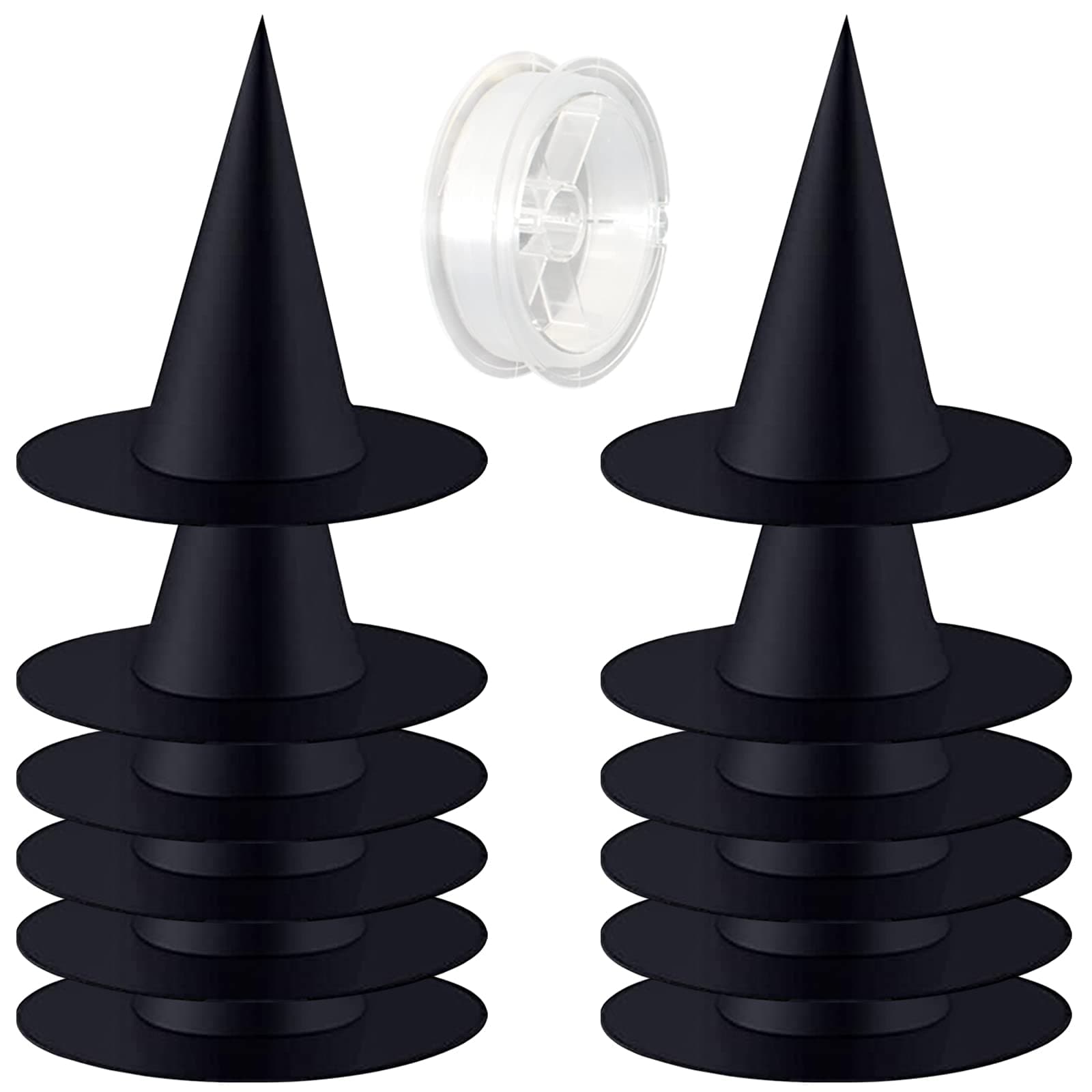 Black Witch Hats with Hanging Decorations for Halloween Party