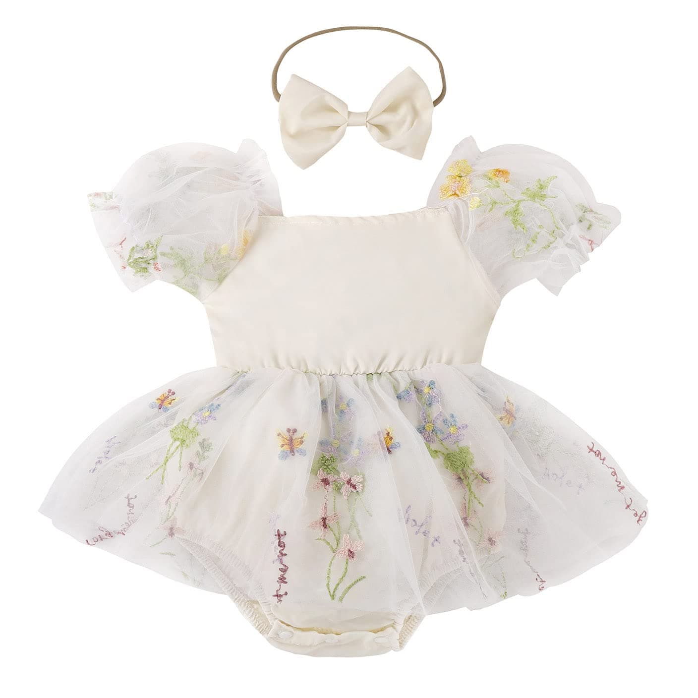 Baby Girls Birthday Party Princess Romper Sundress with Headband