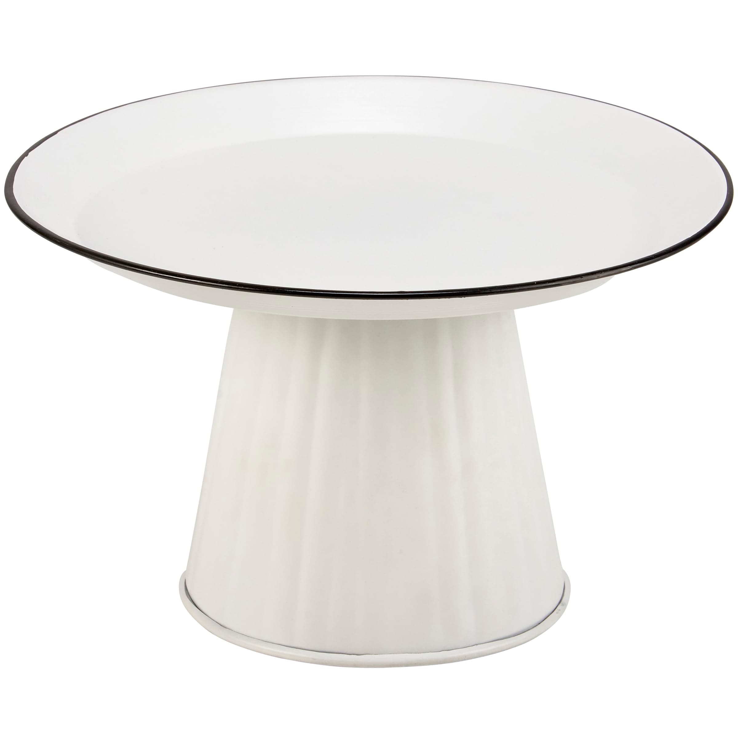 White Enamel Pedestal Tray for Home Decor