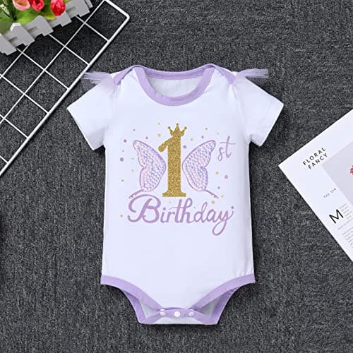 IDOPIP Butterfly 1st Birthday Tutu Outfit for Cake Smash Photo