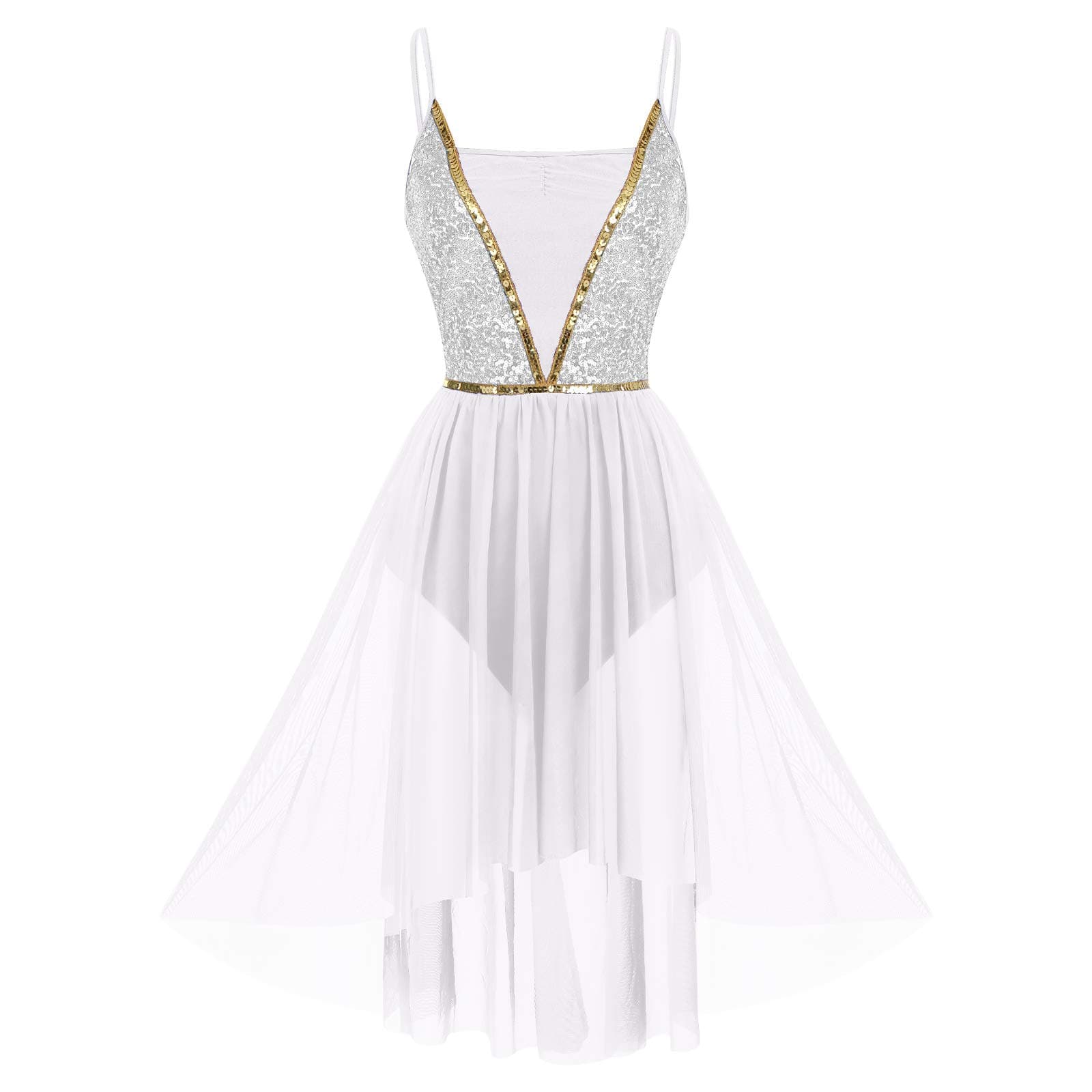 Sparkly Spaghetti Strap High Low Dance Dress for Women