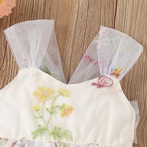 Infant Baby Girl Romper Dress with Flower Embroidery