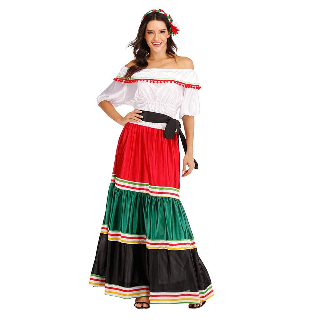 ReneeCho Women's Mexican Senorita Halloween Costume Blouse & Skirt