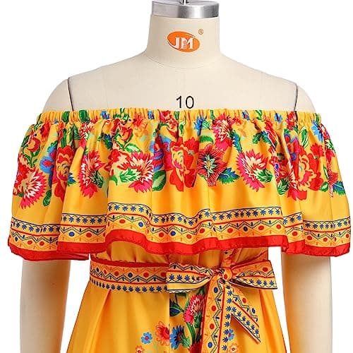 IBAKOM Women's Traditional Mexican Floraled Maxi Sundress