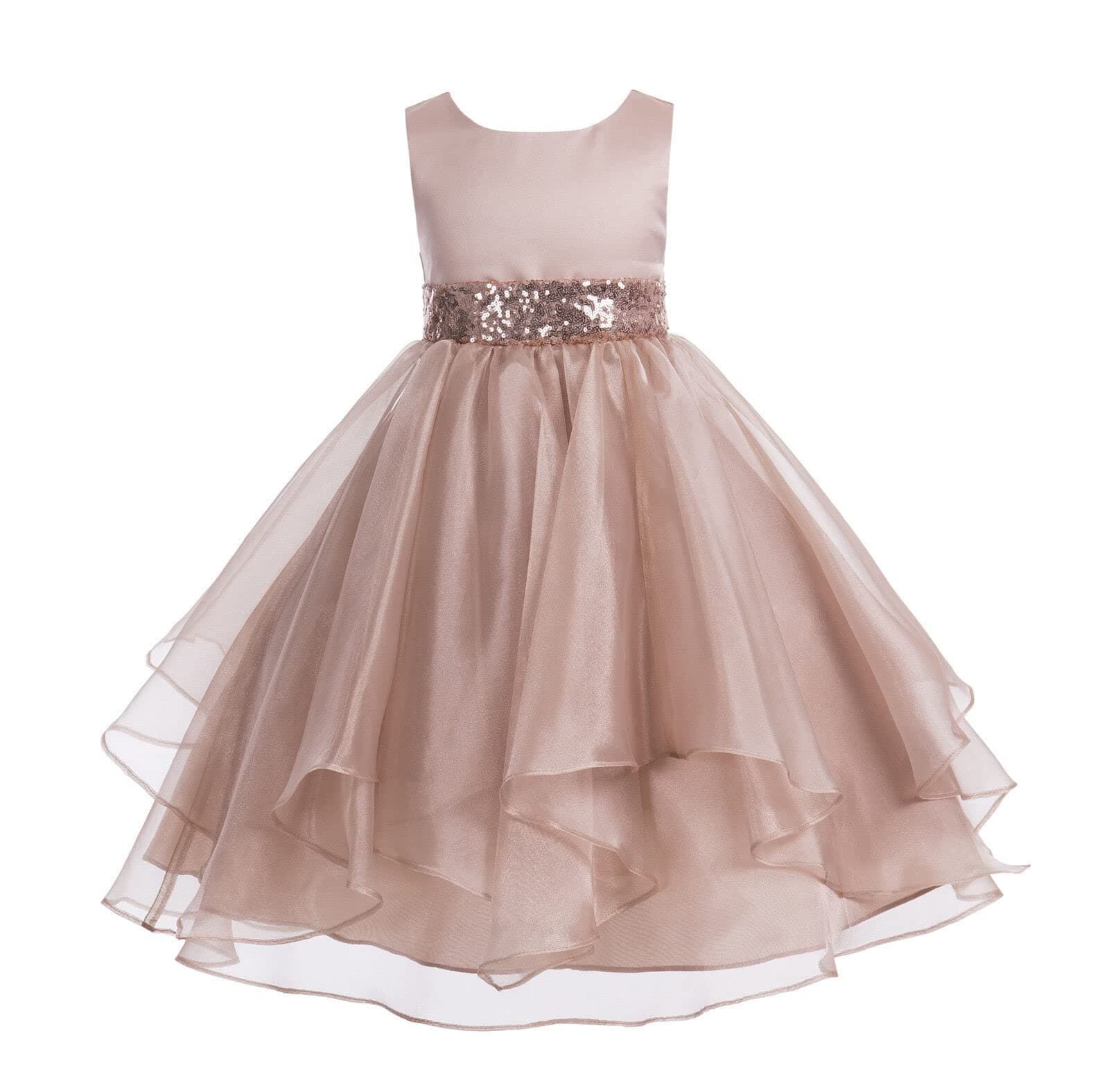 ekidsbridal Asymmetric Ruffled Organza Sequin Flower Girl Dress