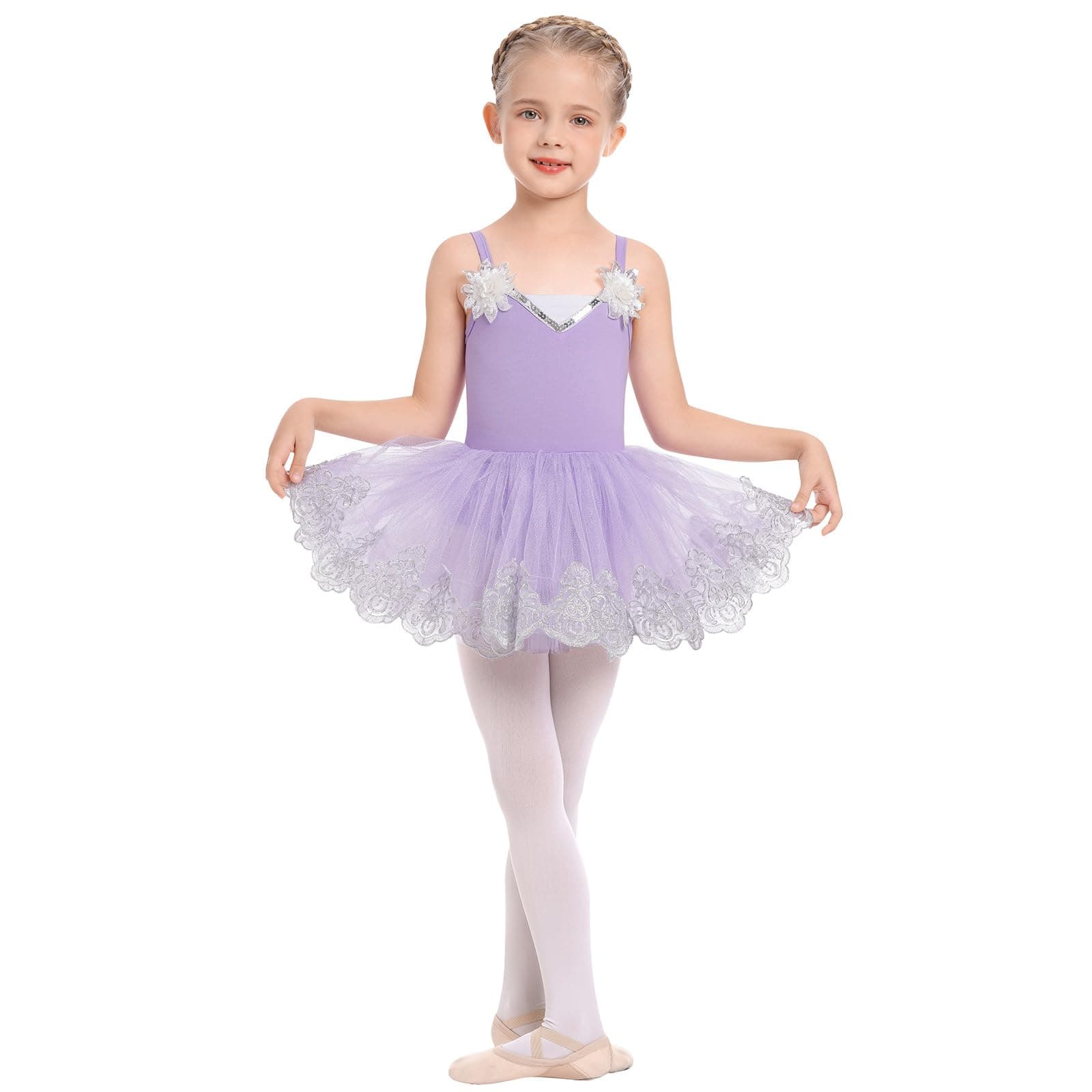 Ballet Leotards for Toddler Girls - Sequin Flower Camisole Dress