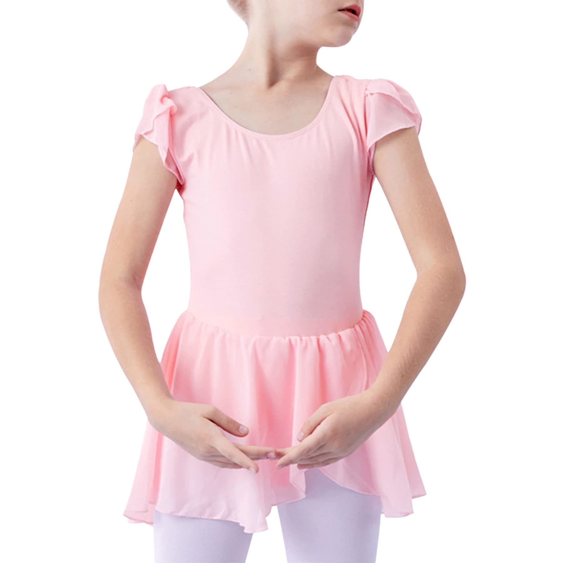 Zando Girls' Short Sleeve Gymnastics Leotards with Tulle Skirt