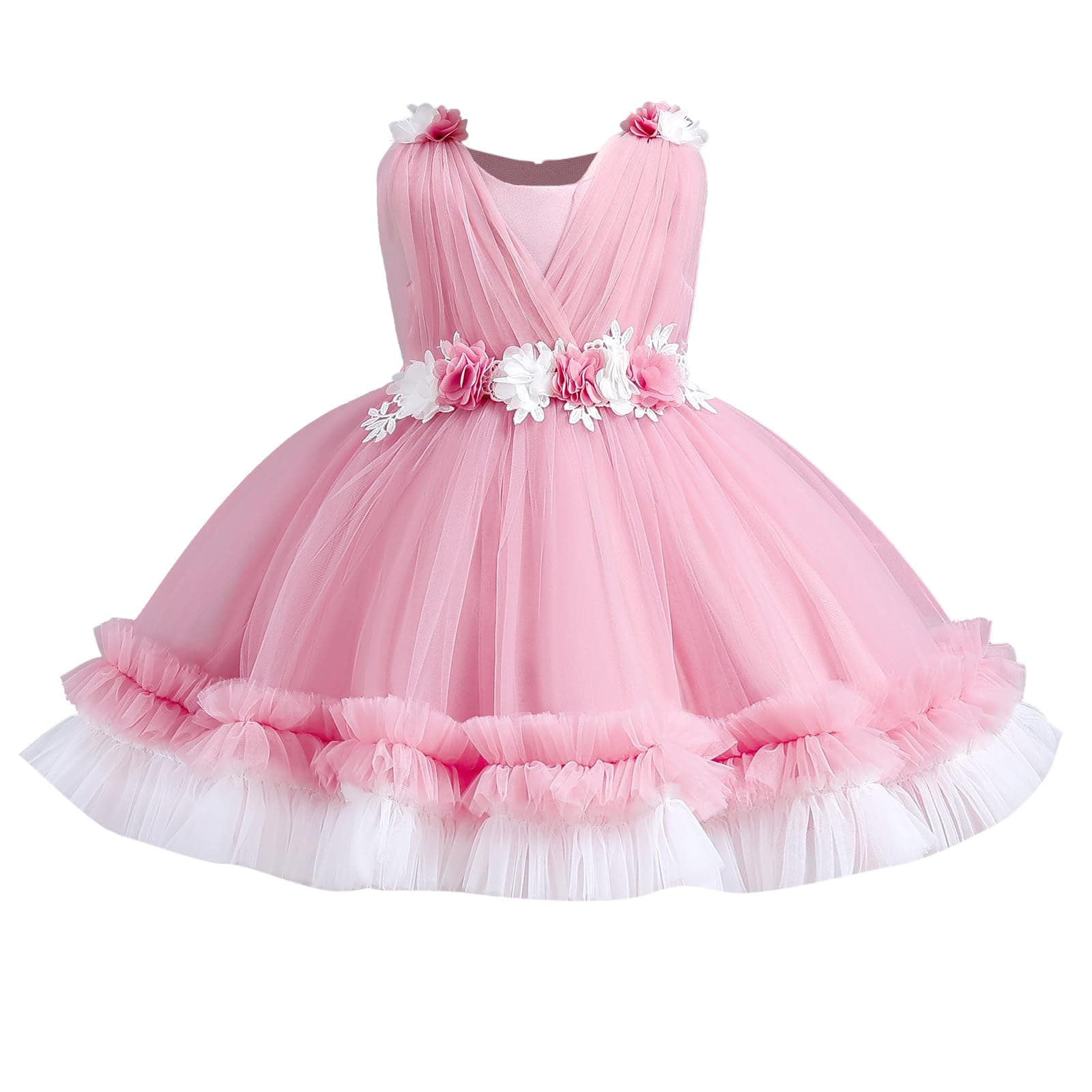 OBEEII Baby Girls Flower Tulle Tutu Dress for Formal Events