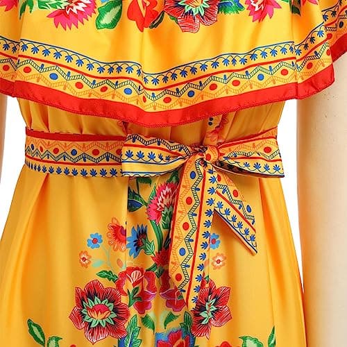 Summer Floral Print Off Shoulder Maxi Dress for Women by IMEKIS