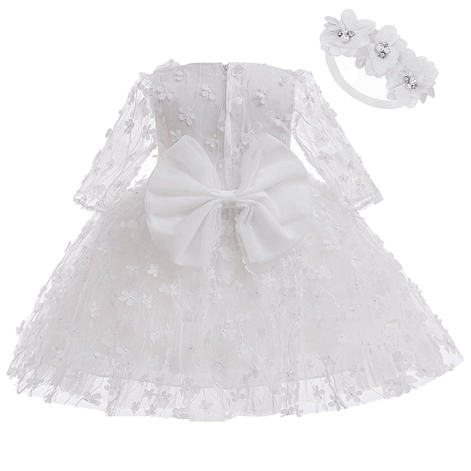 Milstars Baby Flower Bowknot Tulle Baptism Dress for Girls