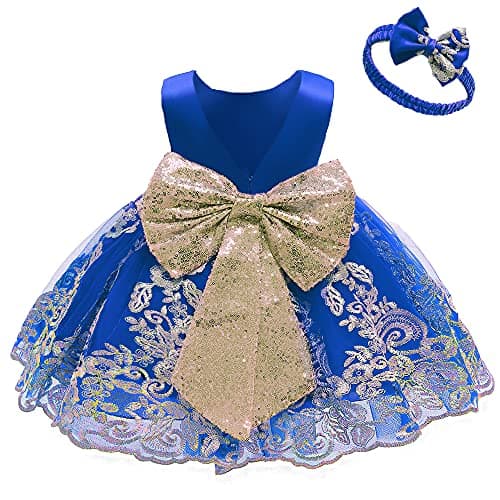 CMMCHAAH 0-6 Yr Girls Formal Lace Embroidery Pageant Dress with Headwear