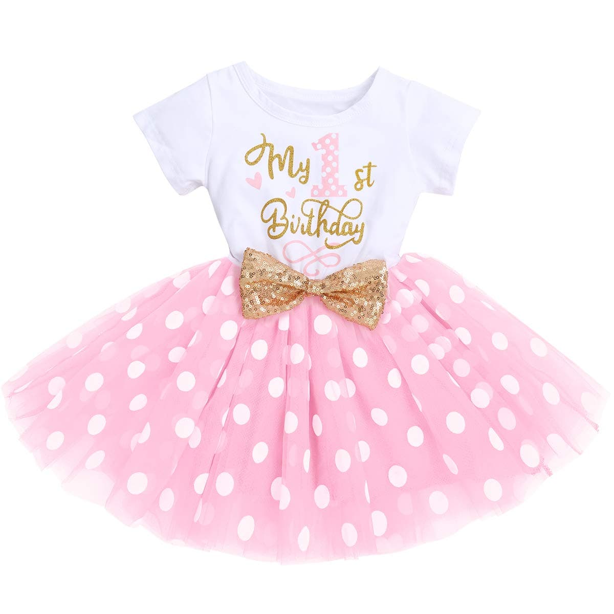 IBTOM CASTLE Polka Dots Sequin Tutu Dress for Baby Girls BirthdayCake Smash Photo Shoot