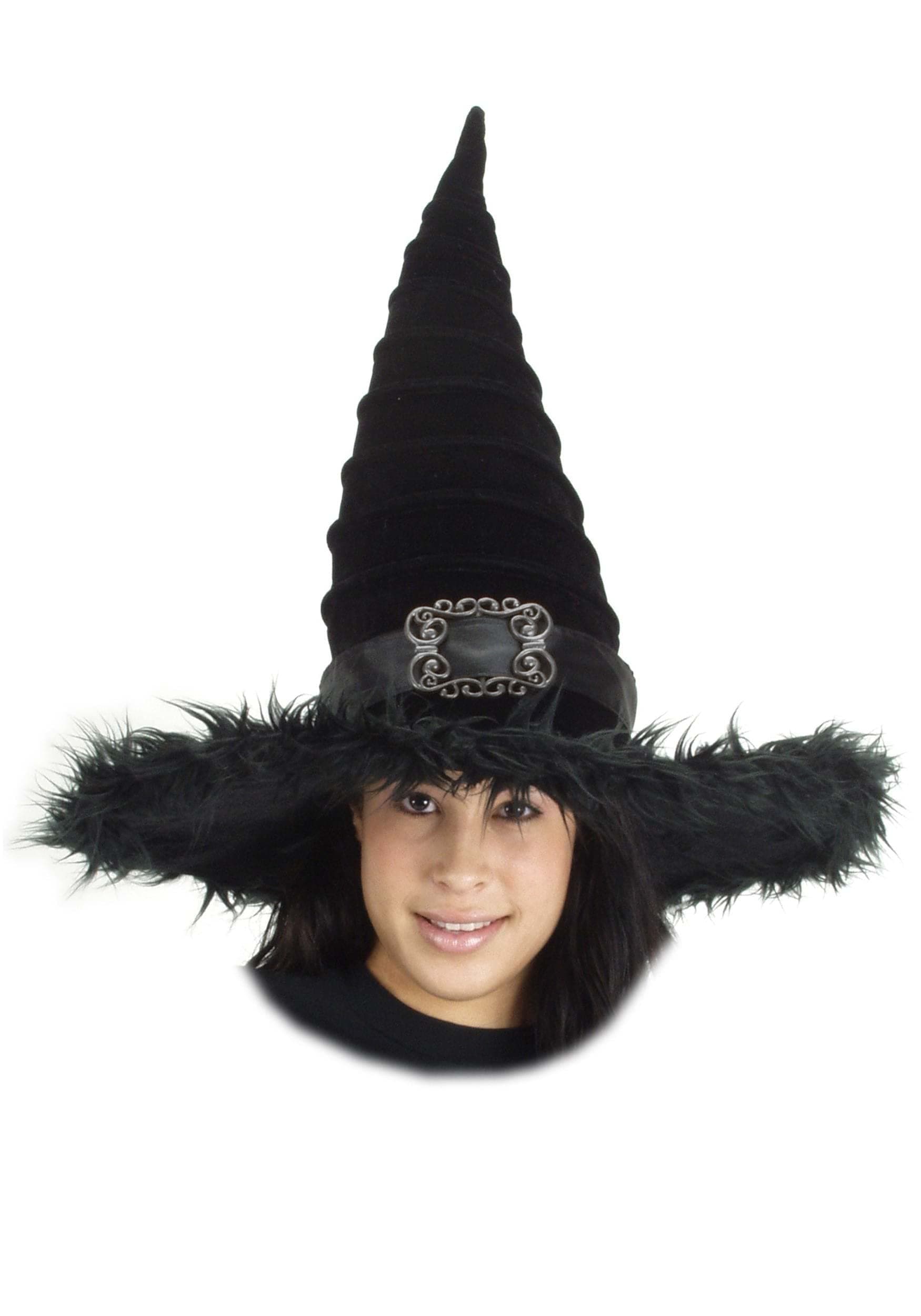 Elope Black Ridged Halloween Witch Hat with Buckle